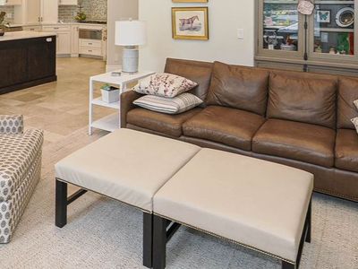 White Leather Ottoman Set