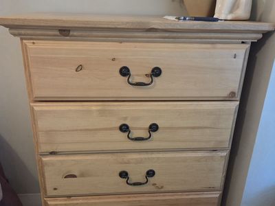 Natural Wood 5-Drawer Dresser with Bronze Handles - Rustic Bedroom Storage