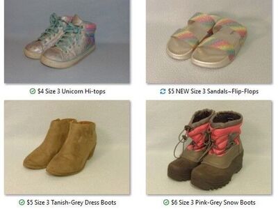 Girl's Kids ~ Size 3 ~ Unicorn Hi-Top Sneakers ~ Tan-ish/Grey Dress Boots ~ Pink/Grey/Black Snow Boots ~ Colorful Sandals
