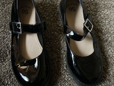 SO Black Patent Memory Foam Mary Jane Shoes