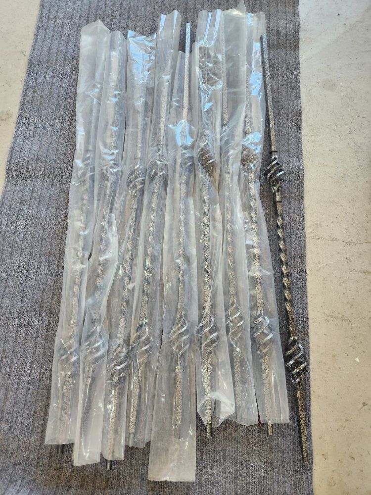 New 42" Wrought Iron Balusters/Spindles (21) for Staircases - Basket & Twist Design
