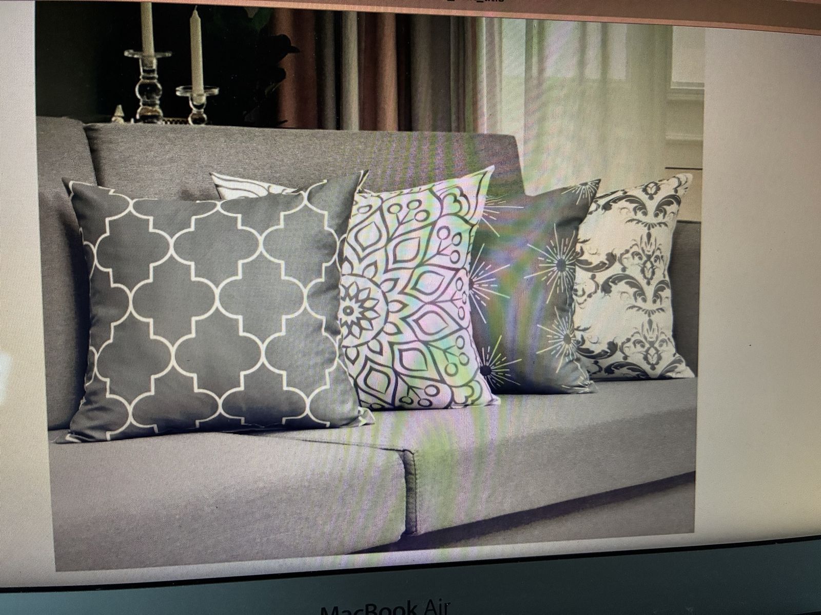 Decorative Set of 4 Assorted Gray & White Throw Pillow Covers 16 x 16 inch