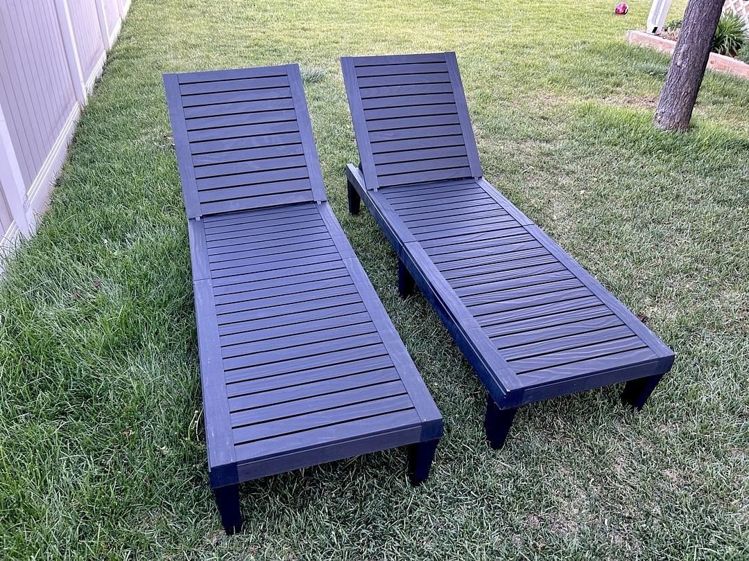 New Black Patio Chaise Lounge Set of 2 Adjustable Recline