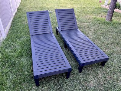 New Black Patio Chaise Lounge Set of 2 Adjustable Recline