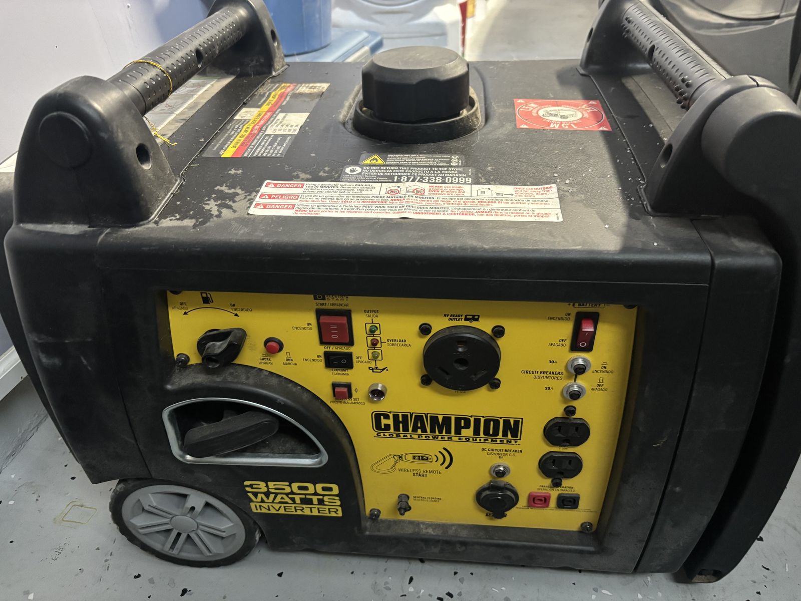 Champion 3500-Watt Inverter Generator with wireless remote start.
