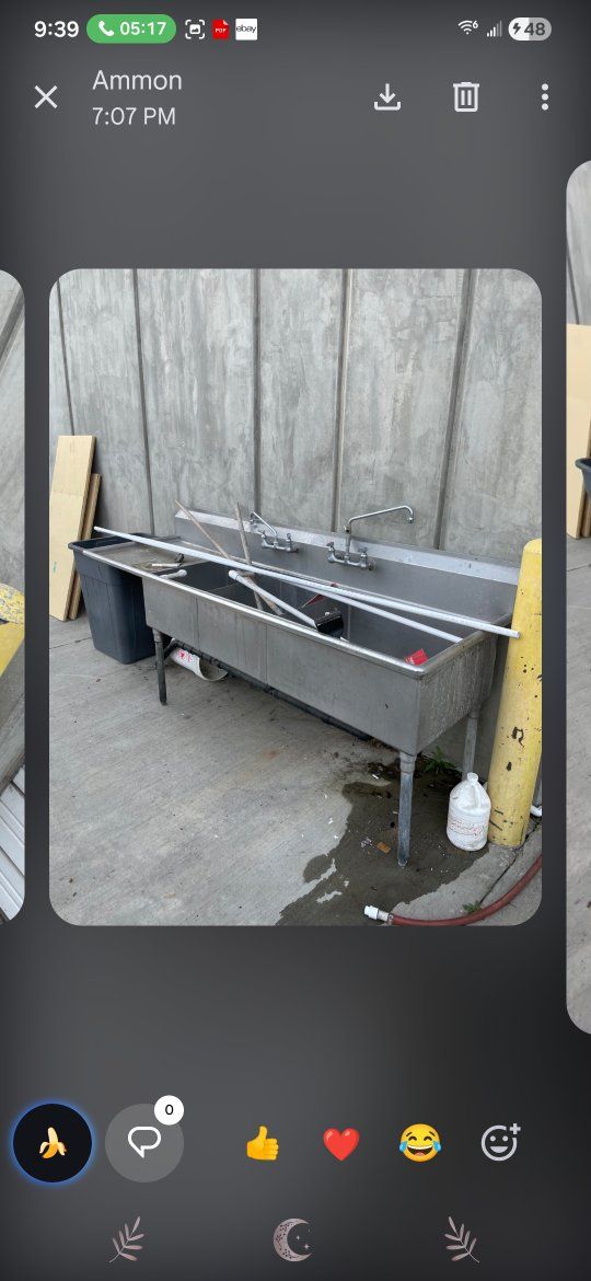 10FT Commercial Stainless Steel 3 Compartment Sink