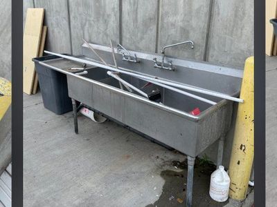 10FT Commercial Stainless Steel 3 Compartment Sink