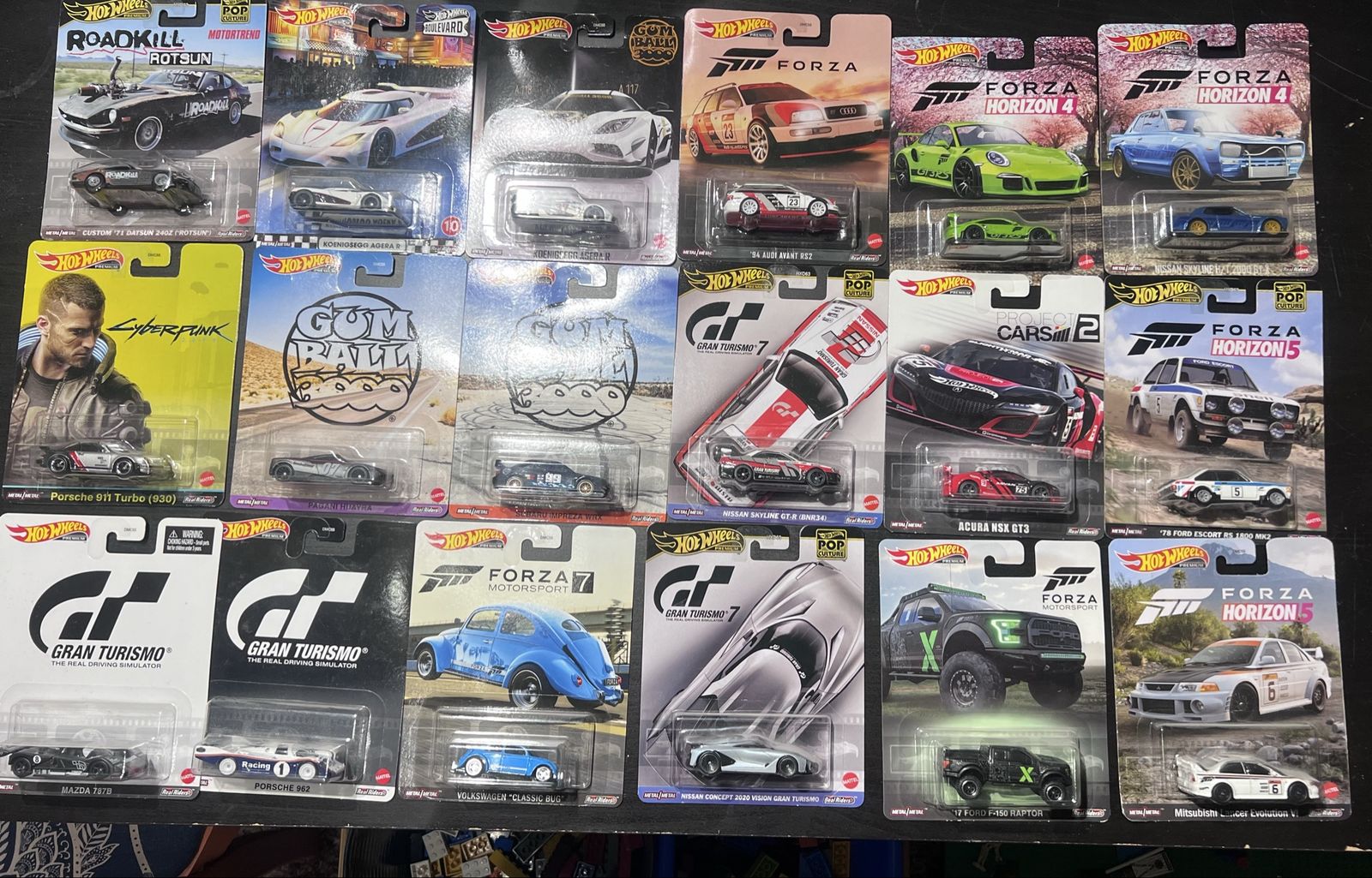 18 Assorted premium Hot Wheels