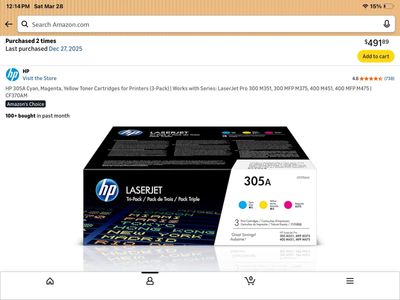 HP 305a Color 3-pack & Black Toner (New)