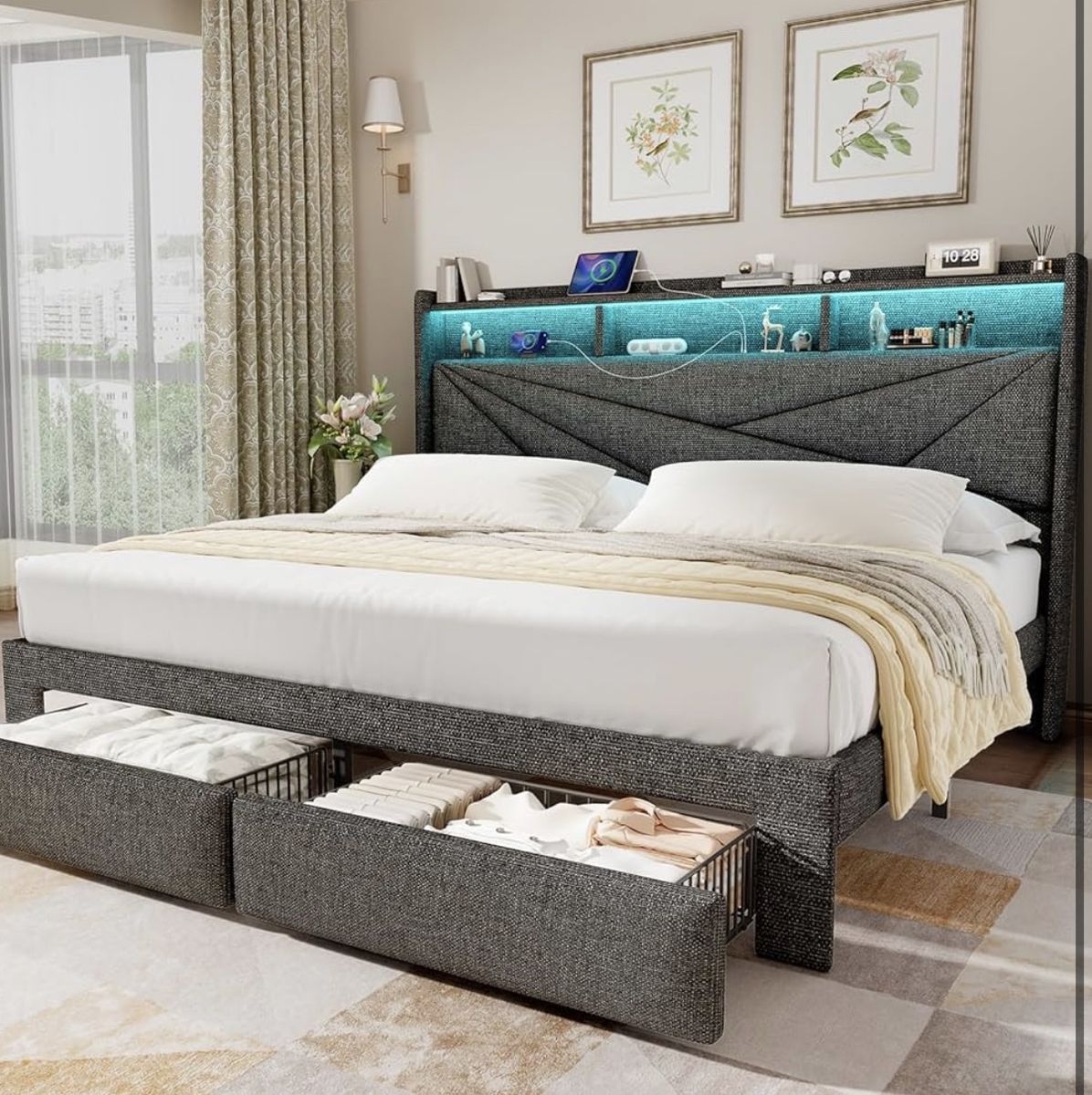 Brand New  Driftalia King Size Bed Frame with Storage