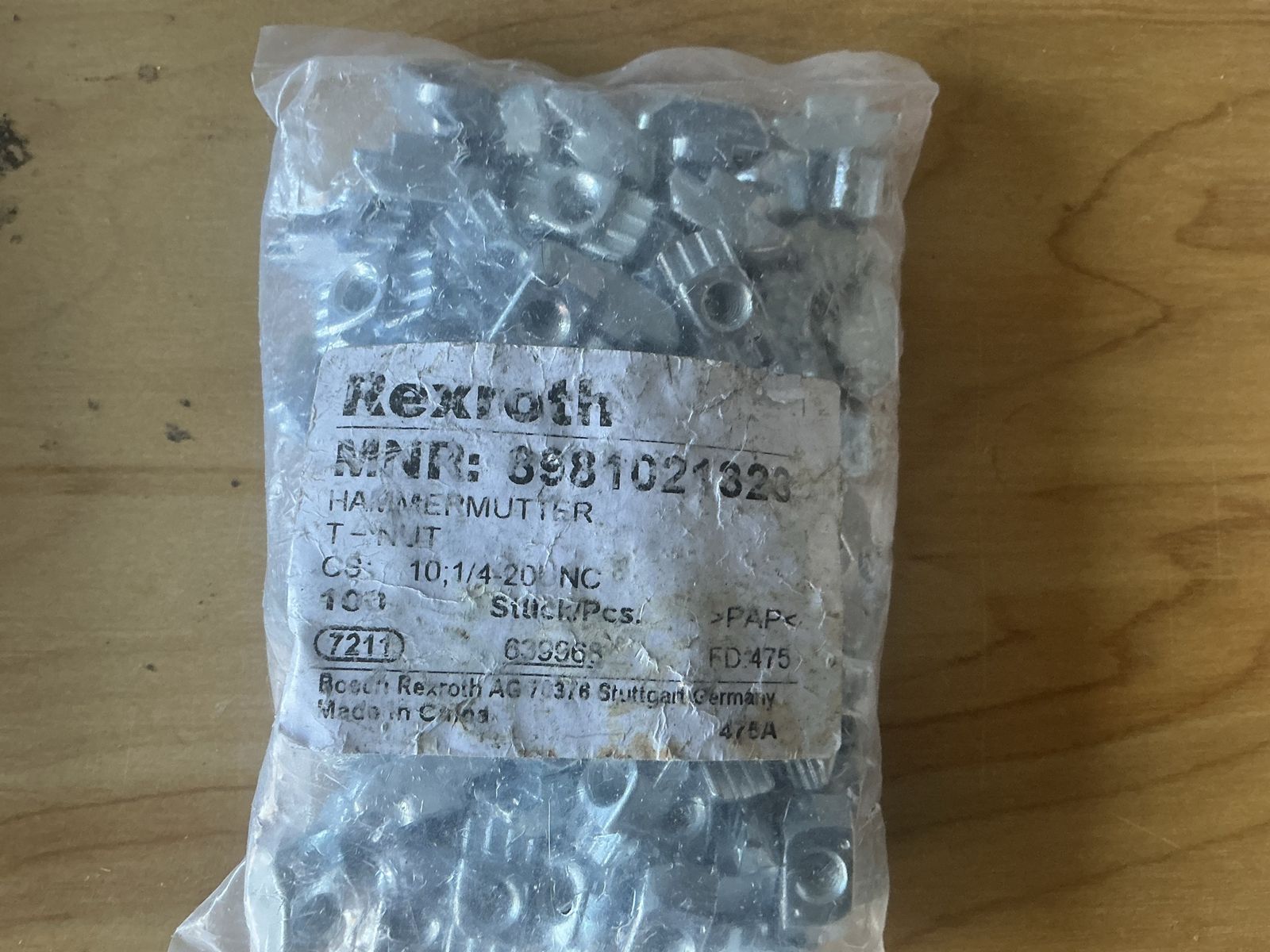 Bosch Rexroth Hammer T-Nuts 1/4-20 (100 pcs)
