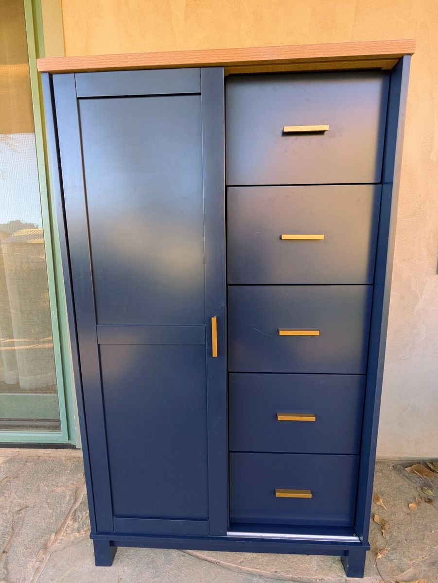 Kids Dresser - Navy w/ Gold/Brass Handles