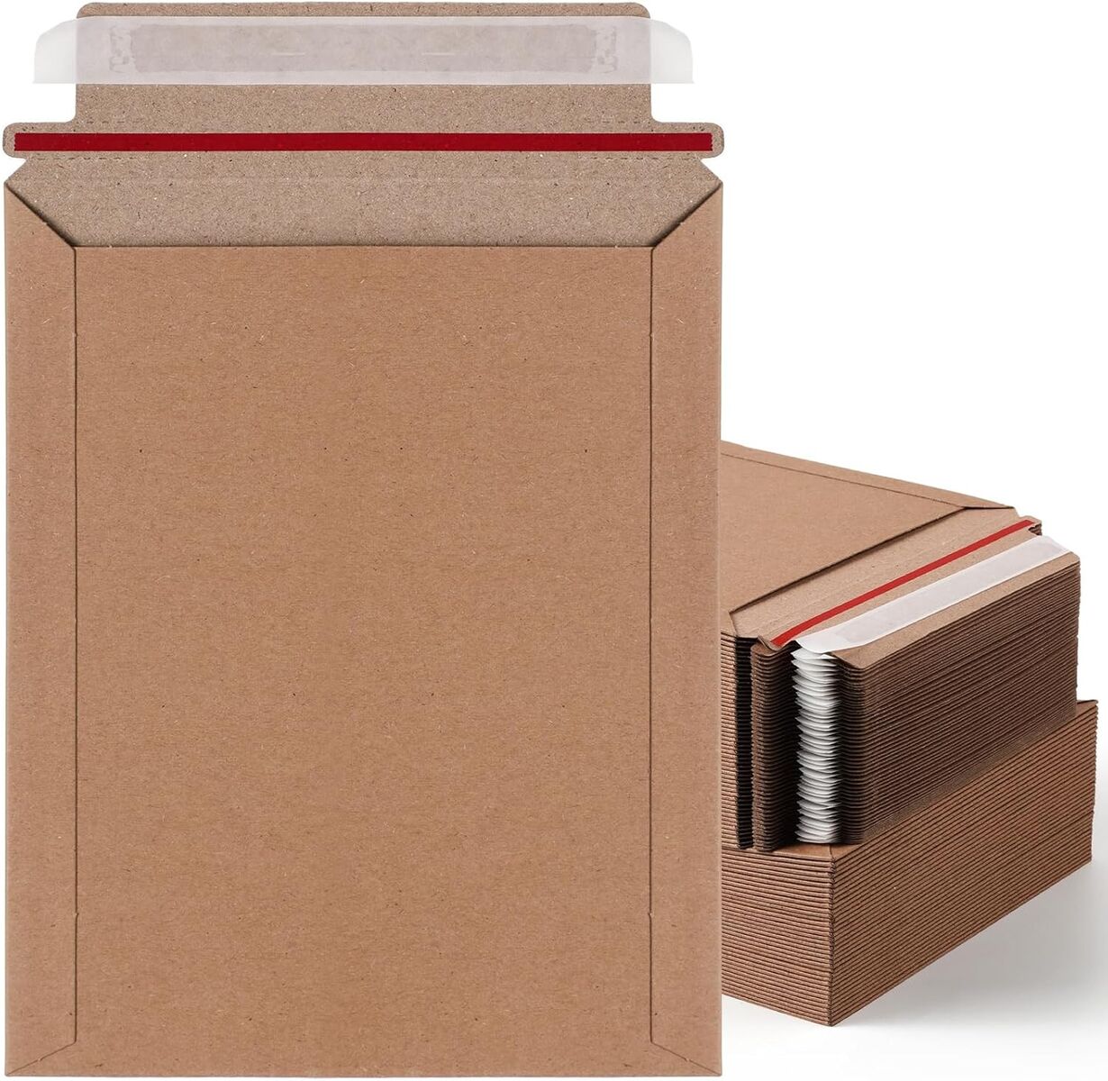 130 - 7 x 9 Inch Brown Rigid Mailers Bulk Flat Cardboard Envelopes Self Adhesive Photo