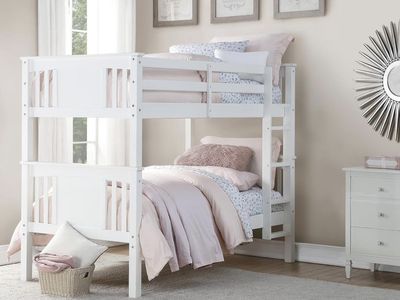 White Wooden Stackable Twin Bunk Bed - Converts to Two Twin Beds