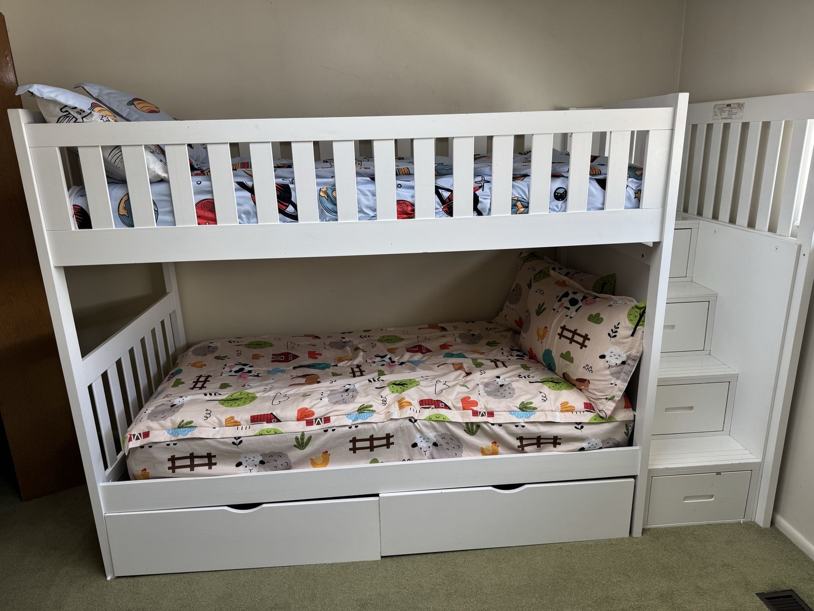 Twin Bunk Bed With Stairs And Drawers