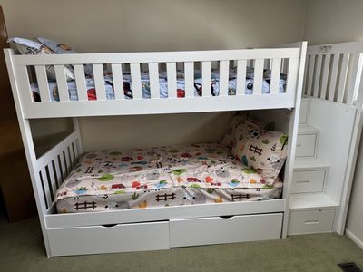 Twin Bunk Bed With Stairs And Drawers