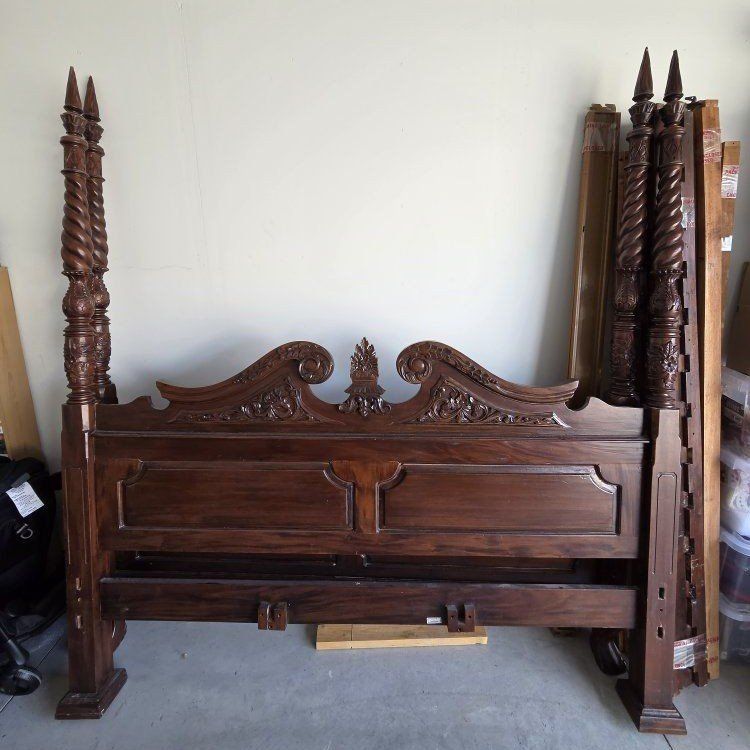 King size bed frame. Box spring and mattress NOT INCLUDED