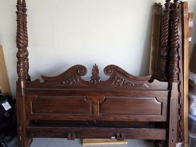 King size bed frame. Box spring and mattress NOT INCLUDED