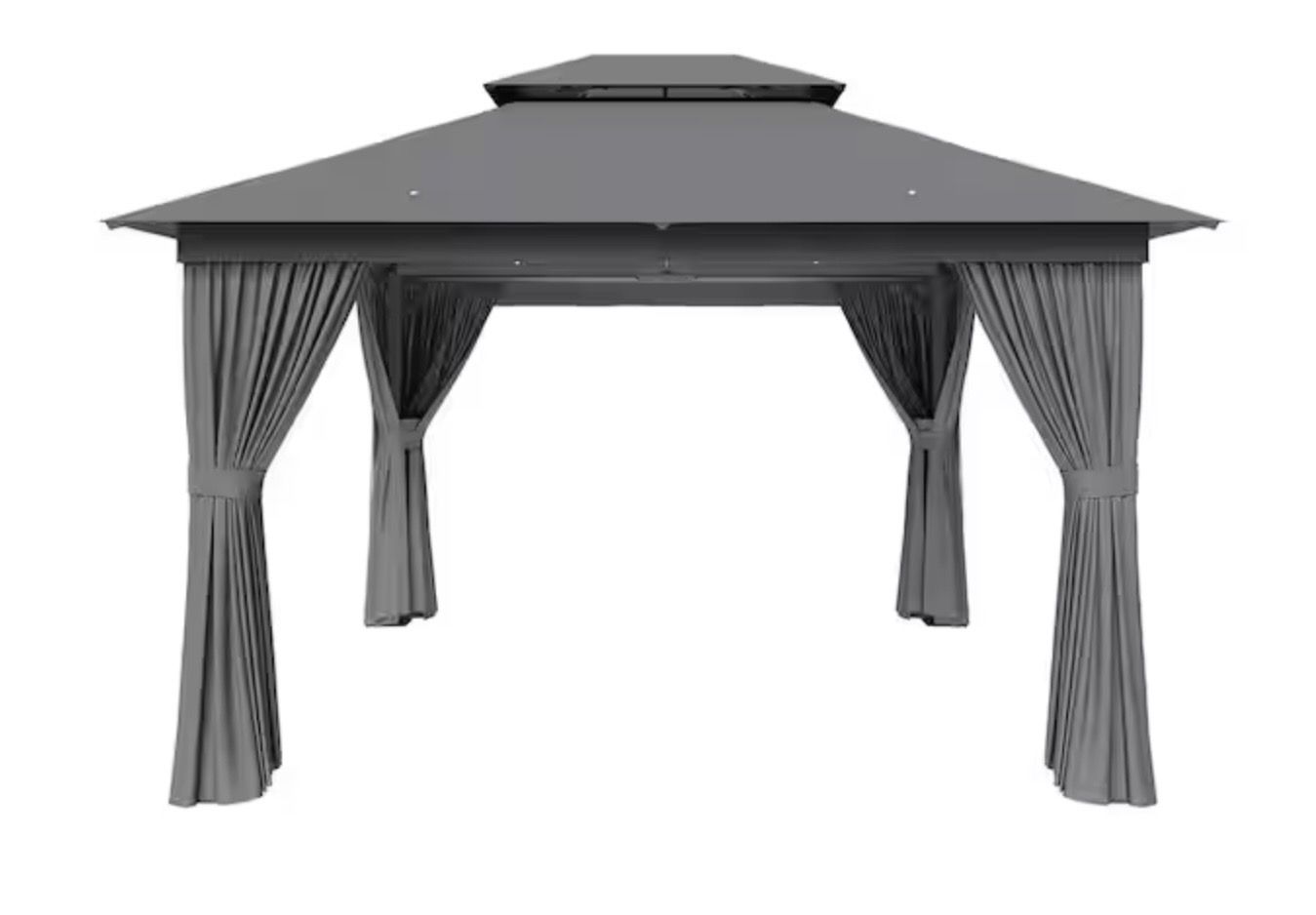 Sizzim Grey Outdoor Gazebo for Patio 12 ft. x 10 ft. Metal Frame Canopy with Double Roofs, Heavy Duty Party Tent and Shelter