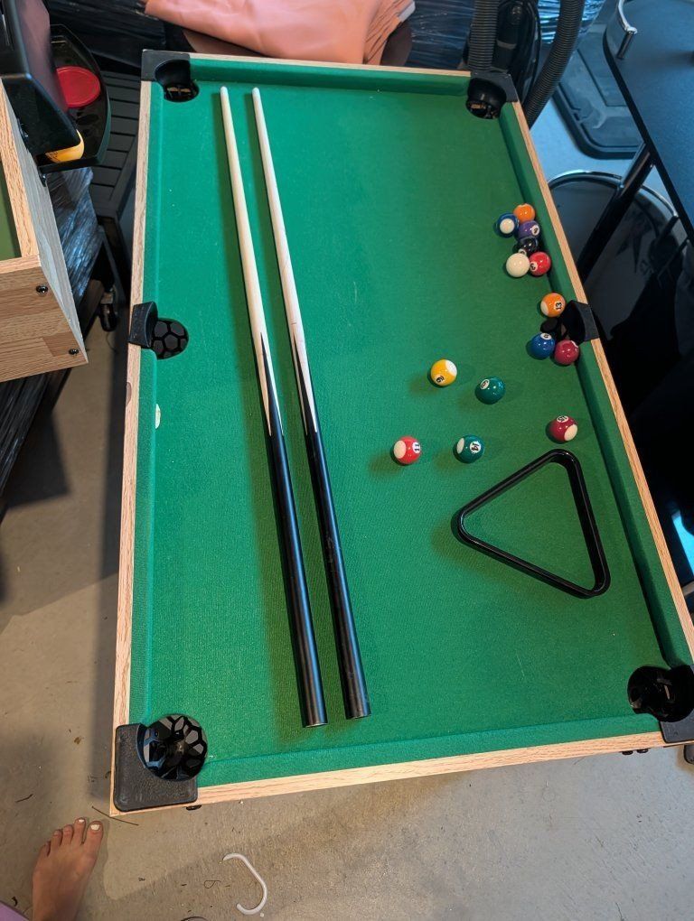 Kids mini billards pool table and foosball table in one!