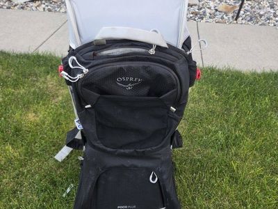Osprey Poco Plus Child Carrier Backpack with Sunshade - Black, Excellent Condition