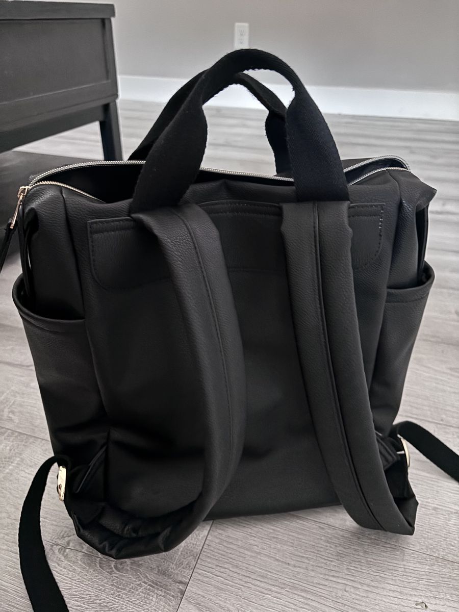 Black Faux Leather Backpack