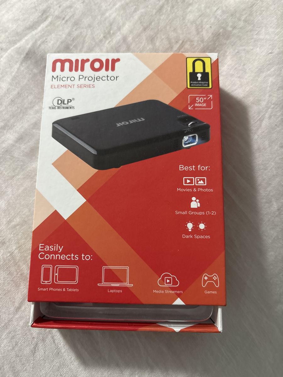 Miroir Element Series Micro Projector - Portable DLP for Movies, Photos & Gaming (50" Image)