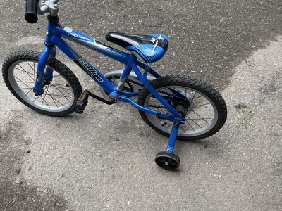 Rallye Kids Bike - Blue 16" Wheel Bicycle with Training Wheels, Great for Learning Riders