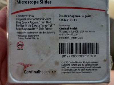 Cardinal Health Ink-Jet Plus Microscope Slides 75x25mm, 1mm Thick, Blue Color, Latex-Free