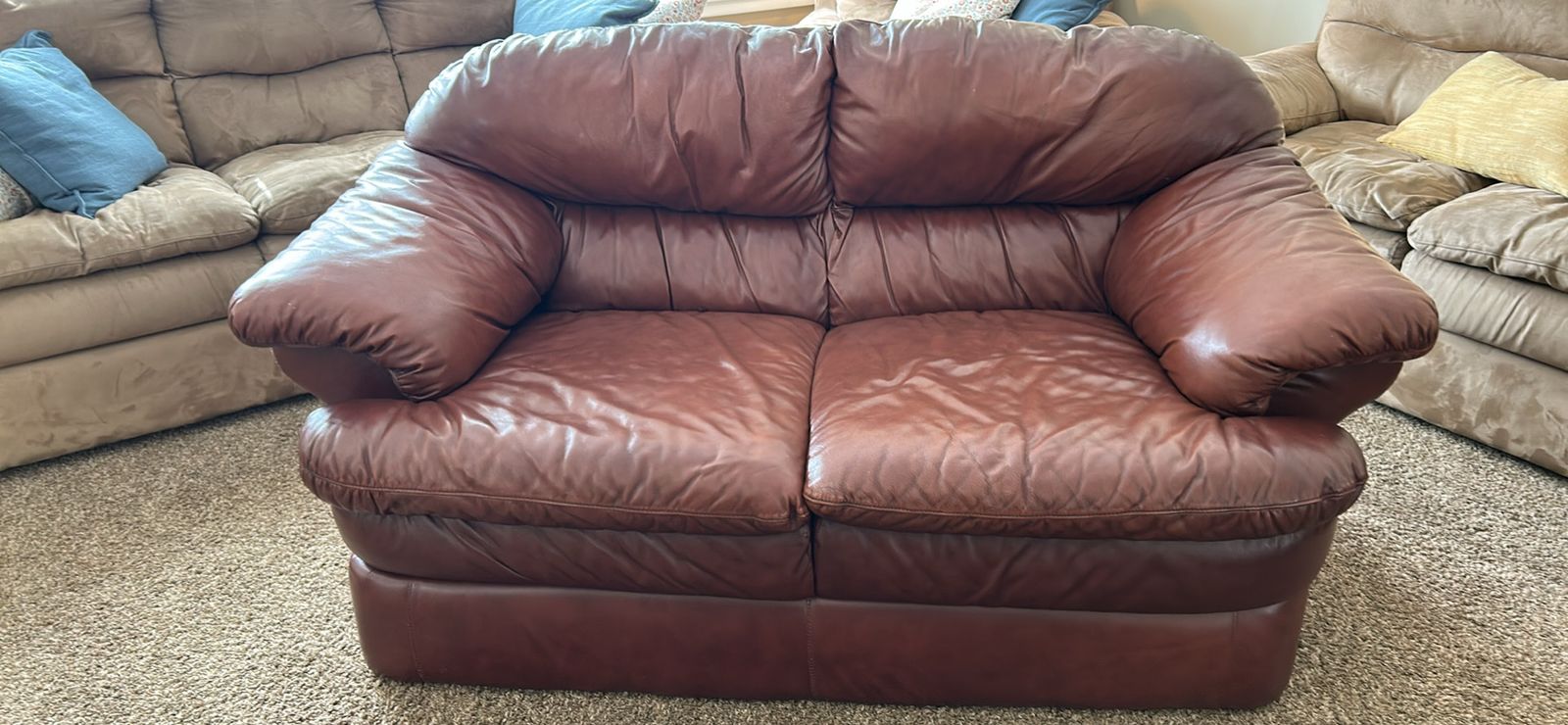 Brown Leather Loveseat Couch