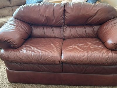 Brown Leather Loveseat Couch