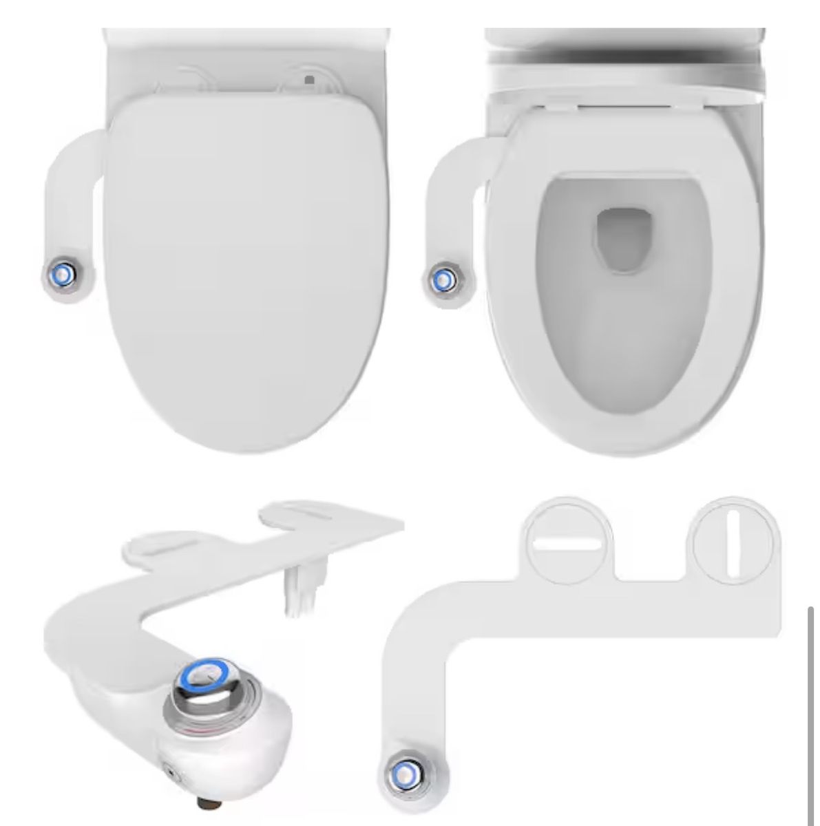 NEW Bio Bidet SlimGlow Non-Electric Bidet Attachment w/ Dual Nozzles, Night Light - White