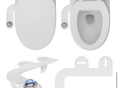 NEW Bio Bidet SlimGlow Non-Electric Bidet Attachment w/ Dual Nozzles, Night Light - White