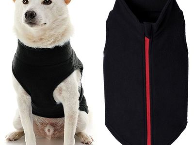 Black Dog Fleece Vest Winter Warm Pet Jacket with Zipper, Size XL see pictures