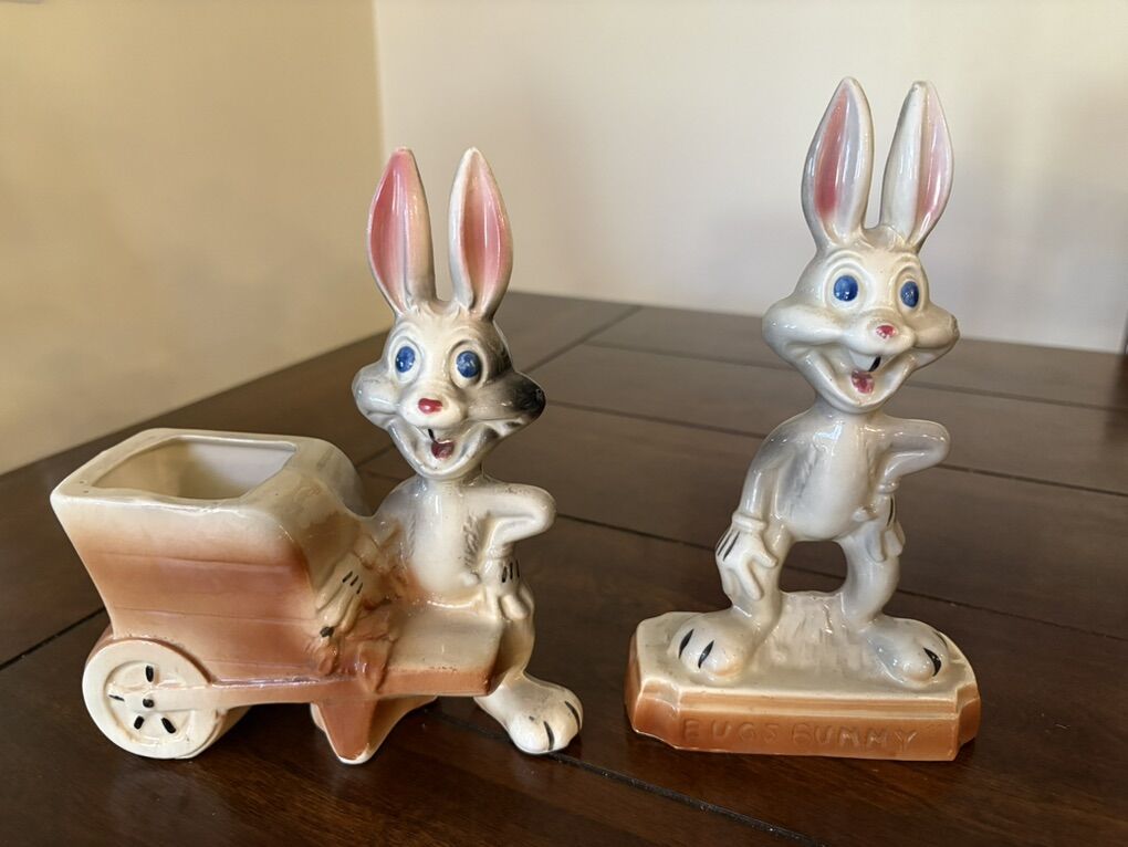 2 Vintage Mid-Century Bugs Bunny Figurines