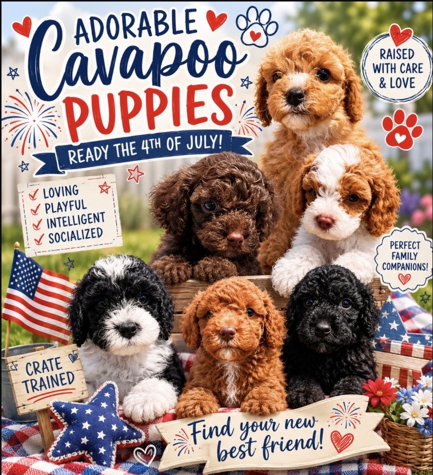 Cavapoo Puppies | Ready July 4th | Blue-Eyed Male Available | Crate Training Started"