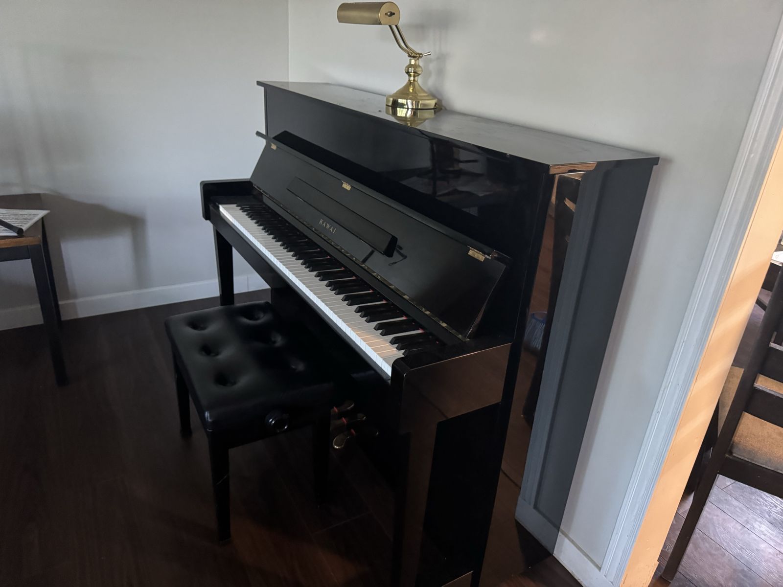 Kawai Upright Piano - Black Gloss Finish with Matching Bench
