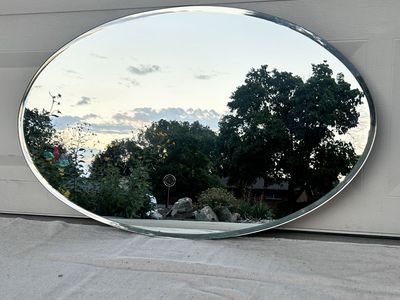 Large Oval Mirror with Beveled Edge