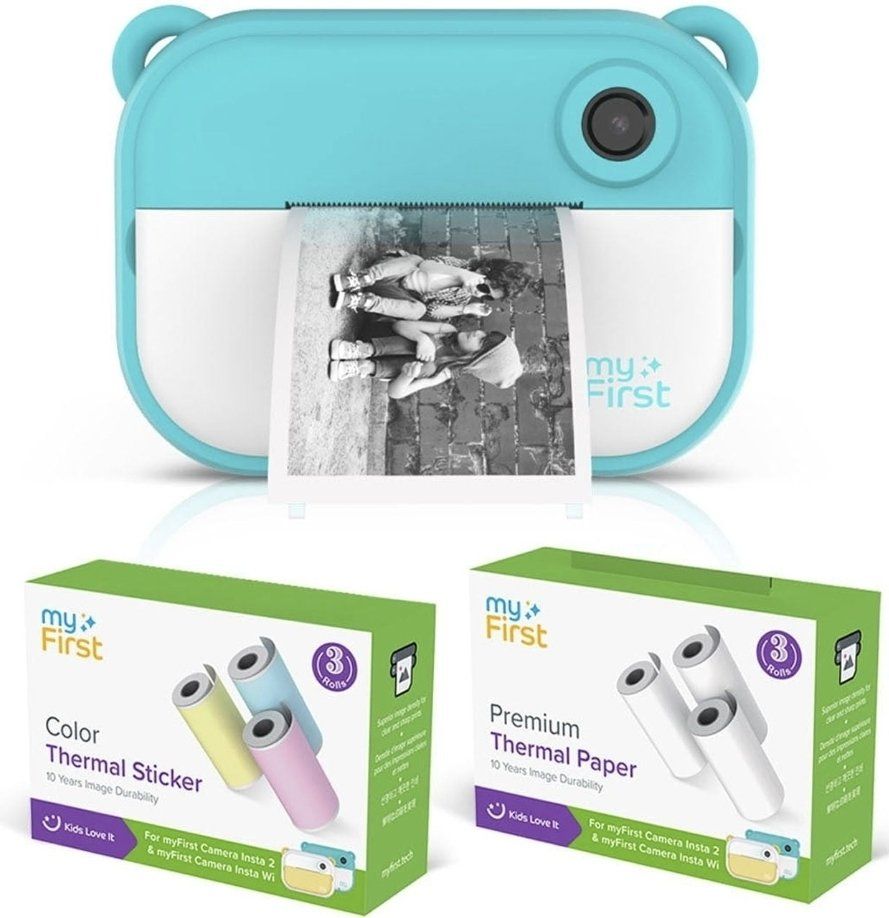 Ne️w myFirst Turquoise Camera Insta2 Bundle Set Instant Print 400+ Sheet Thermal Paper Sticker Roll