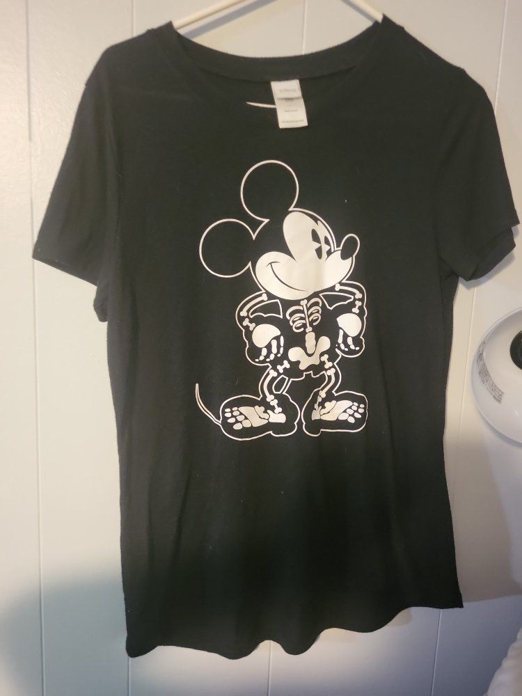 Disney Mickey Mouse Skeleton Graphic T-Shirt Black Large
