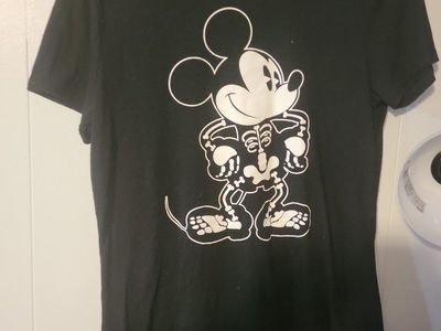 Disney Mickey Mouse Skeleton Graphic T-Shirt Black Large