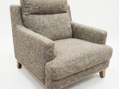 Pair of Classic Grey and White Tweed Club Chairs – Modern Style
