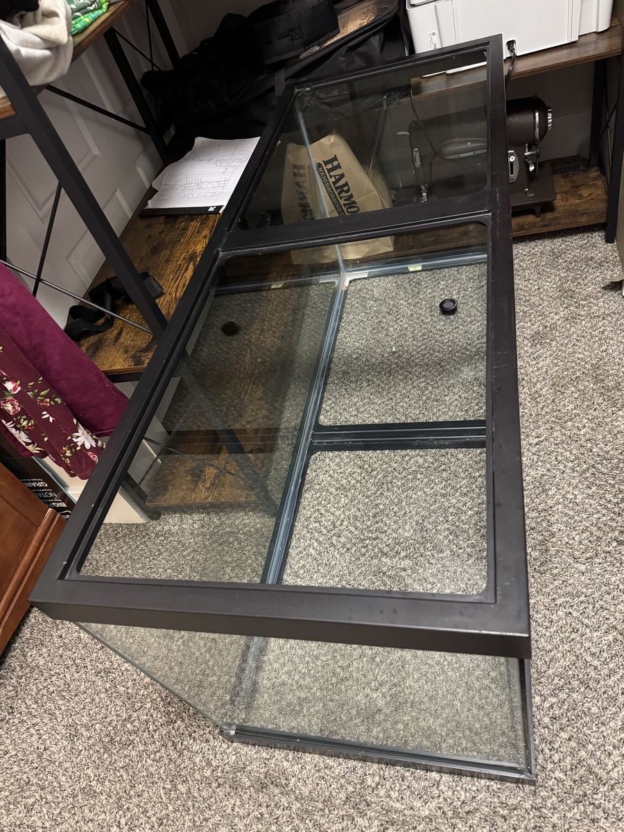 75 Gallon Large Glass Reptile Terrarium / Aquarium Tank with Black Frame 