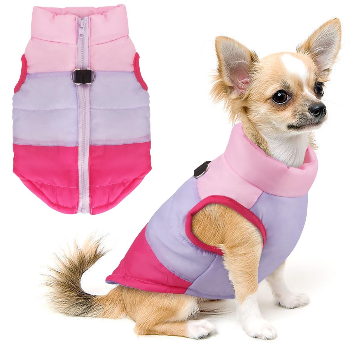 XL-Dog Reversible Winter Coat Warm Waterproof Pet Vest Jacket Pink Purple