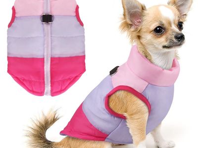 XL-Dog Reversible Winter Coat Warm Waterproof Pet Vest Jacket Pink Purple