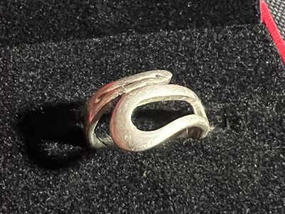 Sterling Silver Modernist Abstract Wave Ring Size 6