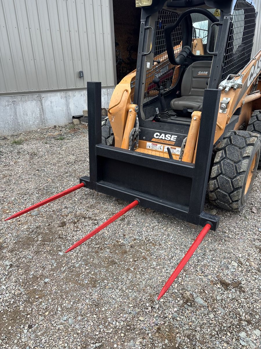 Three spike bale spear for skidsteer