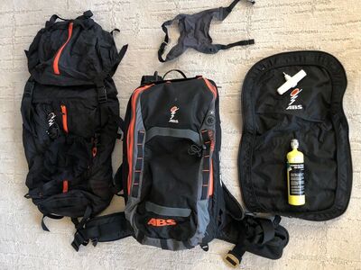 ABS Vario Avalanche Airbag System (L) w/interchangeable 15L pack, 50L pack, and minimalist cover