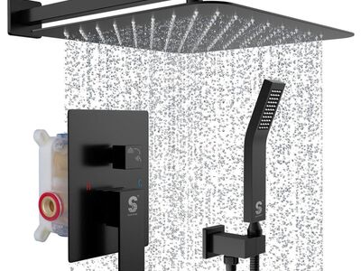 SUN RISE Matte Black Square Rainfall Shower