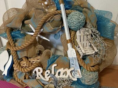 Nautical Burlap Beach Themed Wreath